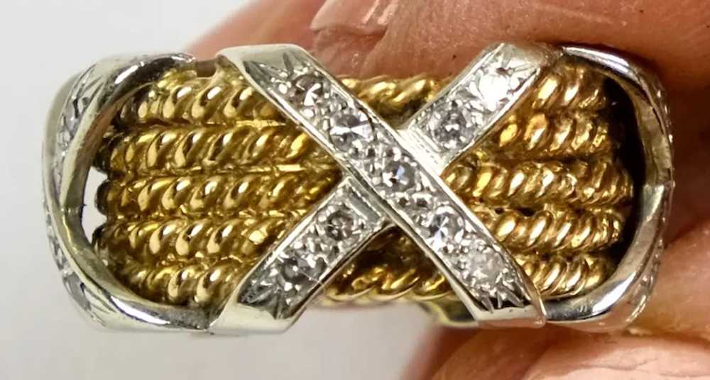 Stunning Wide 14K Gold Diamonds Band Ring - image 9