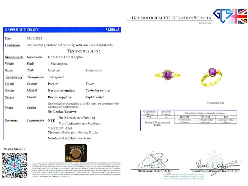 Antique 1.50 ct Ceylon Purple Sapphire and 0.12 c… - image 11