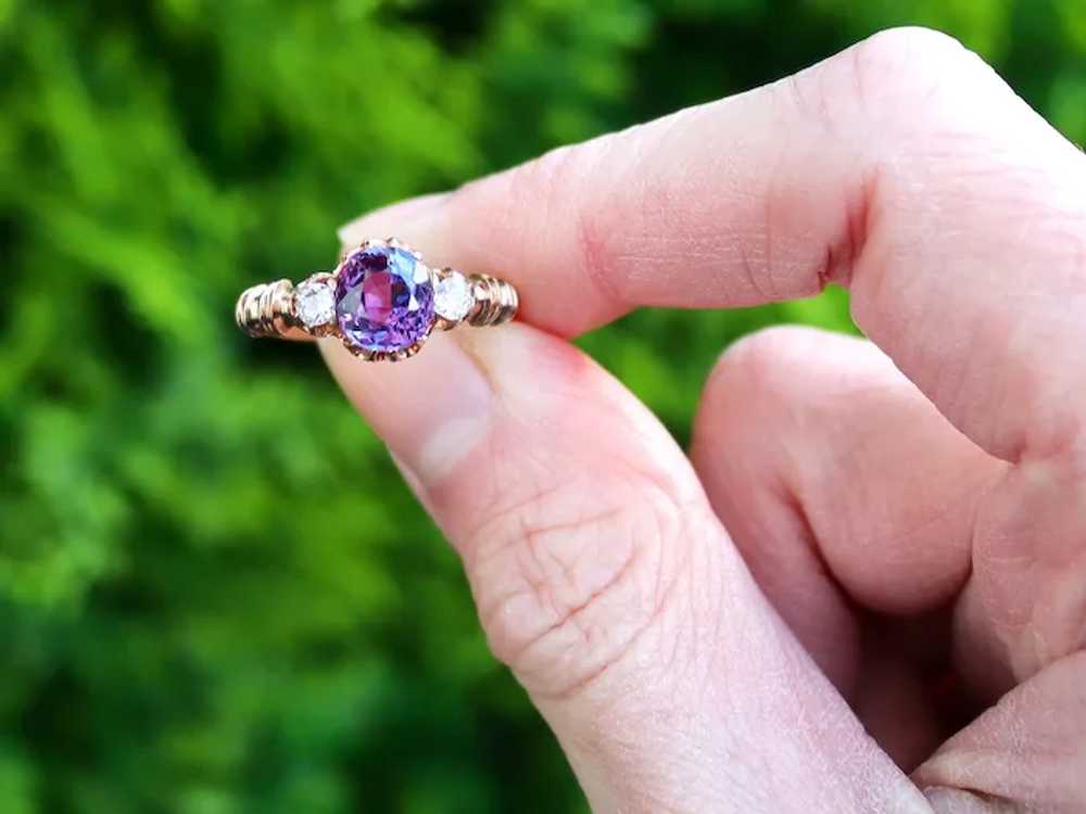 Antique 1.50 ct Ceylon Purple Sapphire and 0.12 c… - image 2