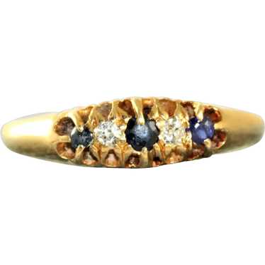 18K Sapphire and Diamond Five Stone Ring