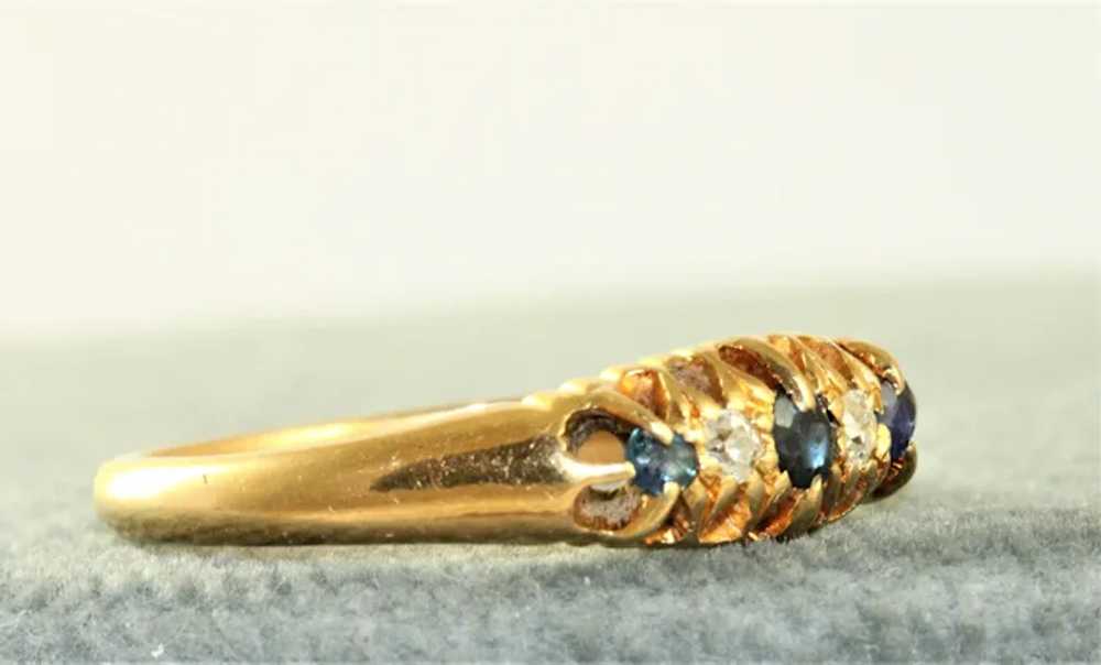 18K Sapphire and Diamond Five Stone Ring - image 2
