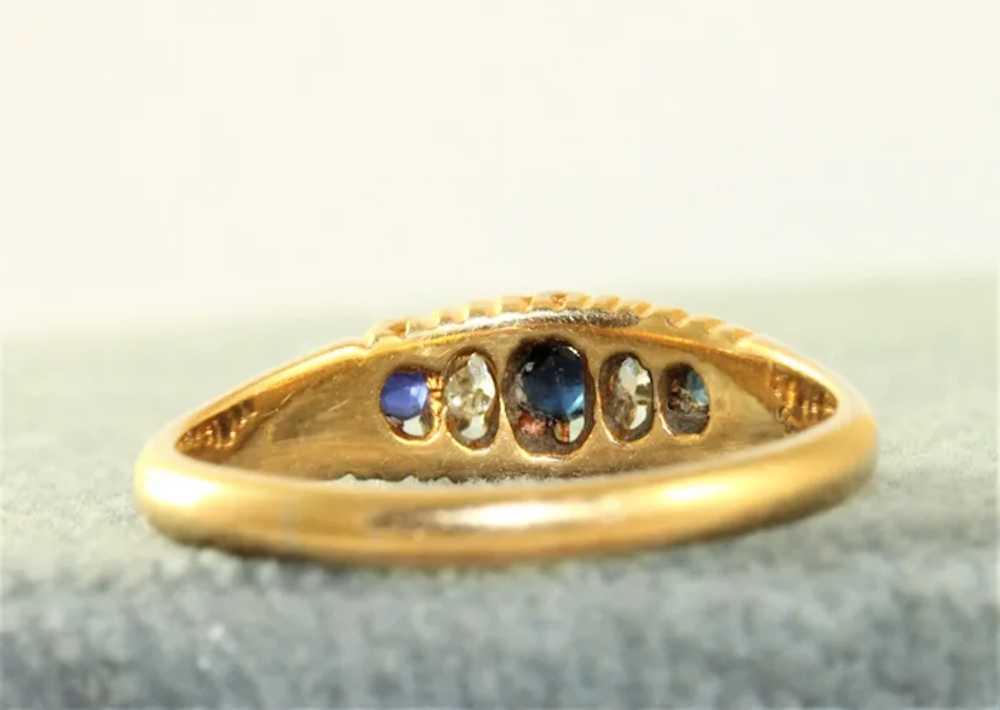18K Sapphire and Diamond Five Stone Ring - image 3