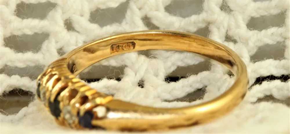 18K Sapphire and Diamond Five Stone Ring - image 4