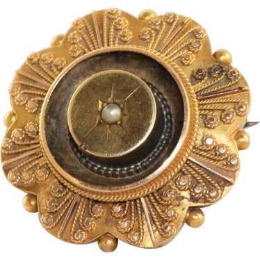 Late Victorian Gold Split Pearl Cannetille Brooch
