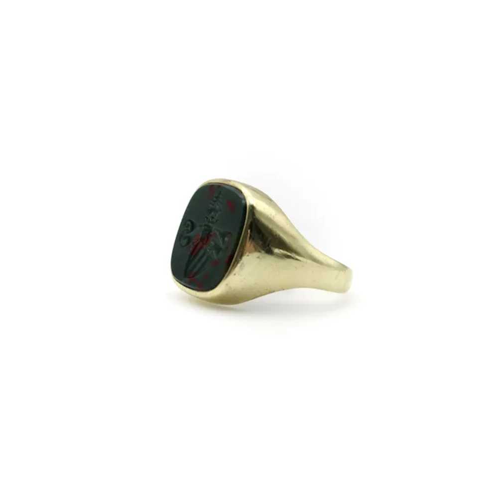 14K Gold Bloodstone Edwardian Intaglio Signet Ring - image 6