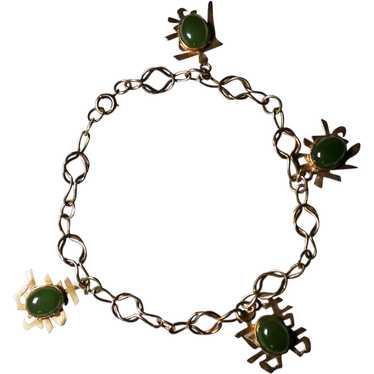 Mixed 18k & 14k charm bracelet with Jade Charms - image 1