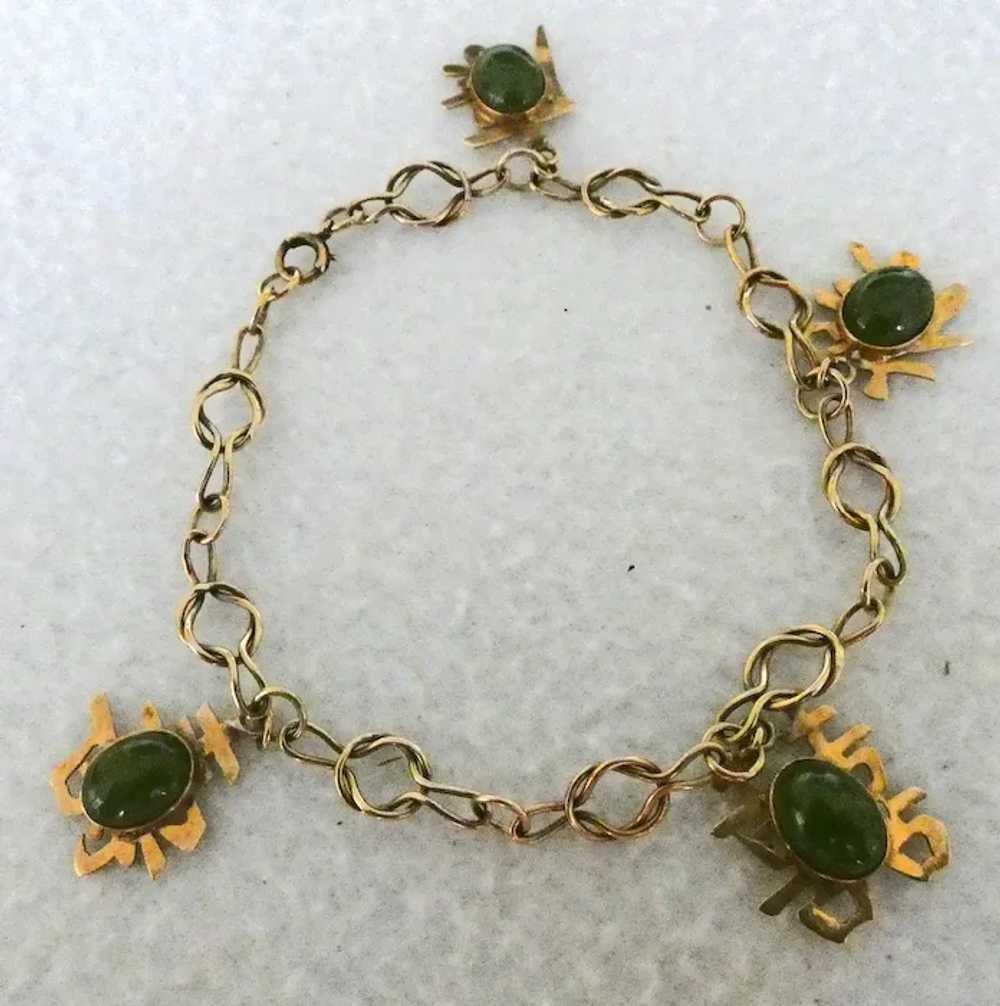 Mixed 18k & 14k charm bracelet with Jade Charms - image 2