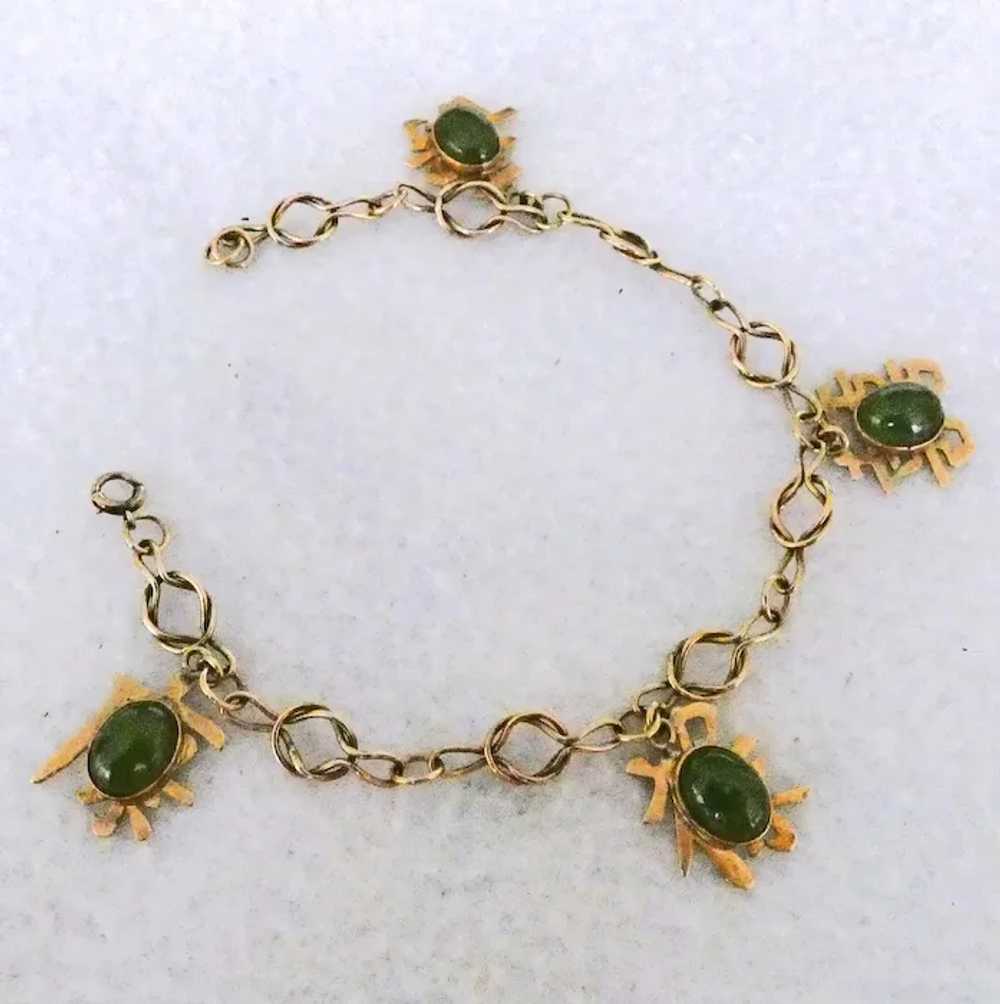 Mixed 18k & 14k charm bracelet with Jade Charms - image 3