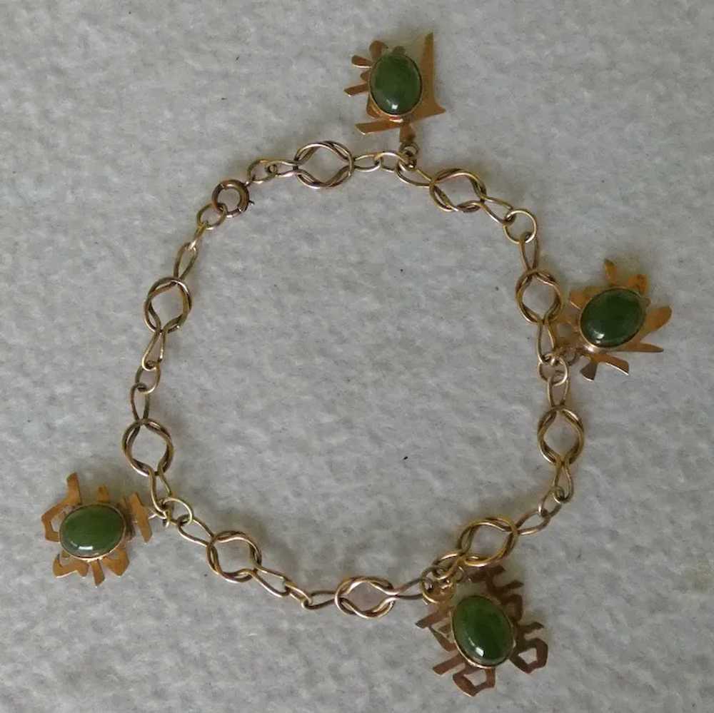 Mixed 18k & 14k charm bracelet with Jade Charms - image 5