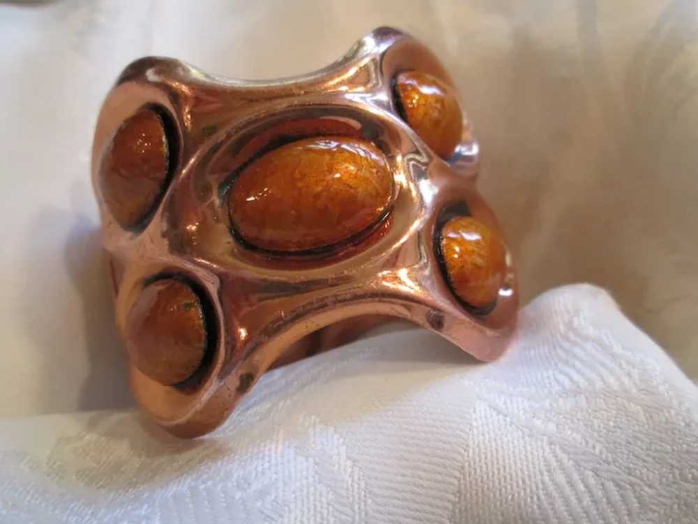 Matisse Renoir Copper Orange Enamel Cabochon Clap… - image 2