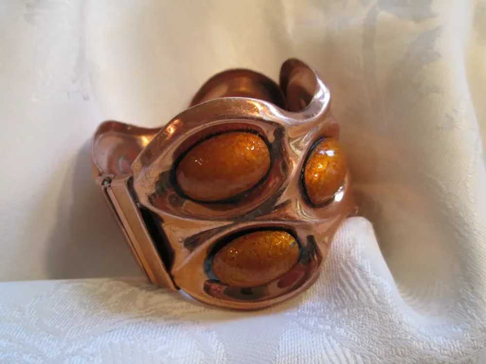 Matisse Renoir Copper Orange Enamel Cabochon Clap… - image 3