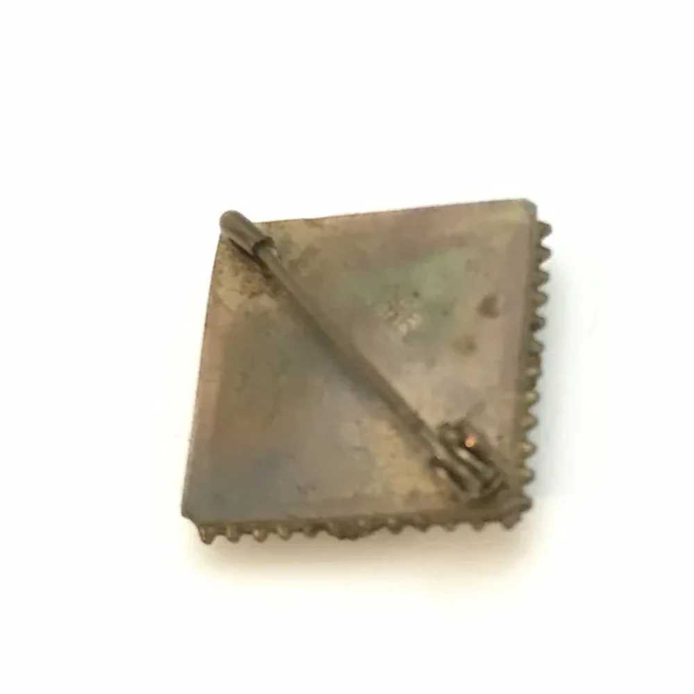 Square or Diamond shape Brooch Micro Mosaic w tin… - image 2
