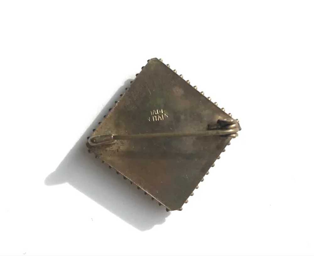 Square or Diamond shape Brooch Micro Mosaic w tin… - image 3