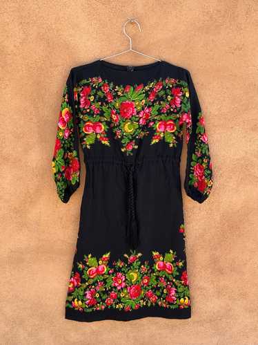 Black Floral Dress - Wool Blend - image 1