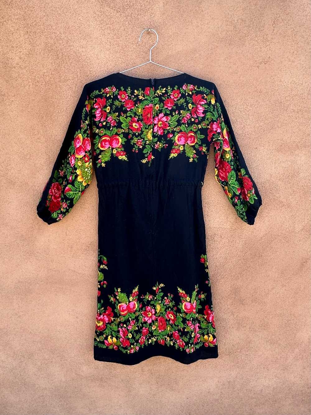 Black Floral Dress - Wool Blend - image 3
