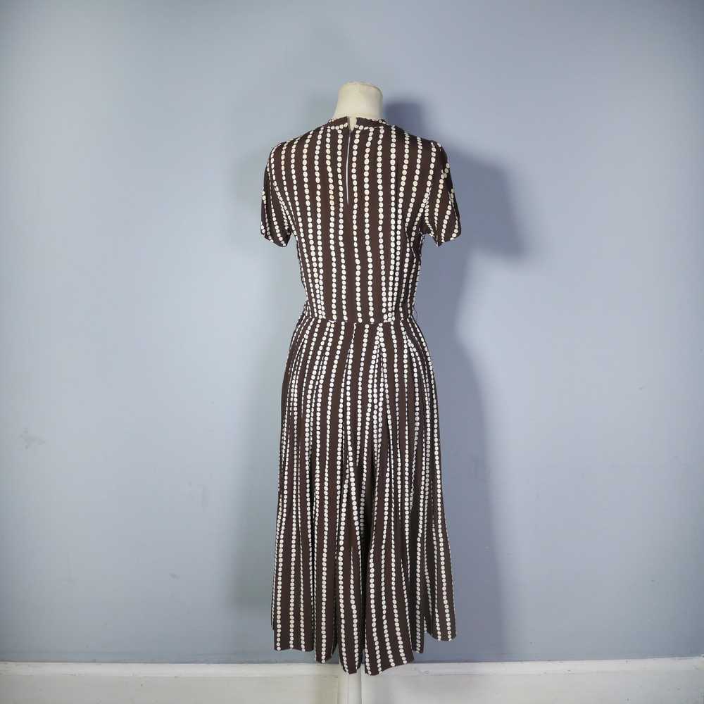 40s BROWN AND CREAM POLKA DOT CREPE DRESS - XS - image 10