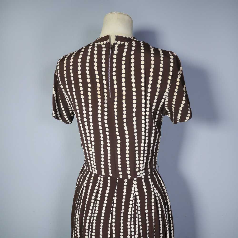 40s BROWN AND CREAM POLKA DOT CREPE DRESS - XS - image 11