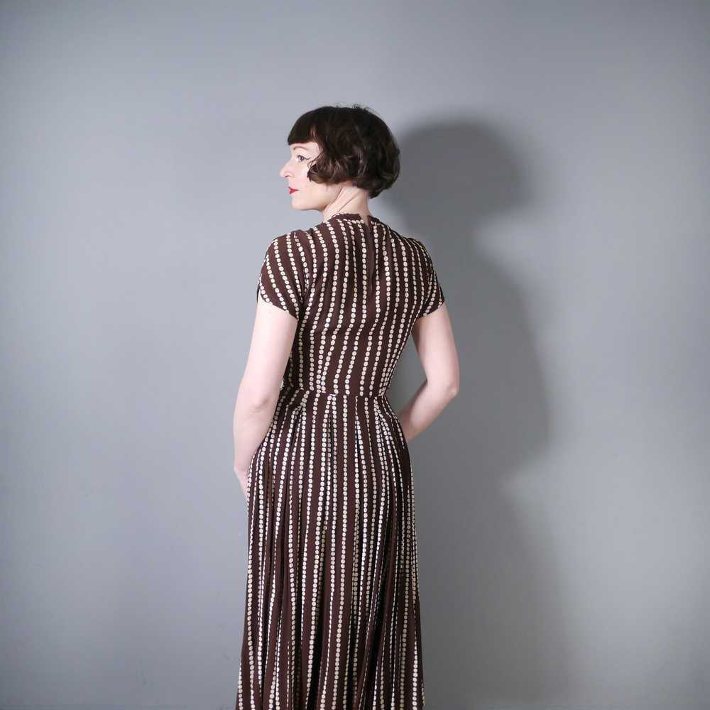 40s BROWN AND CREAM POLKA DOT CREPE DRESS - XS - image 5