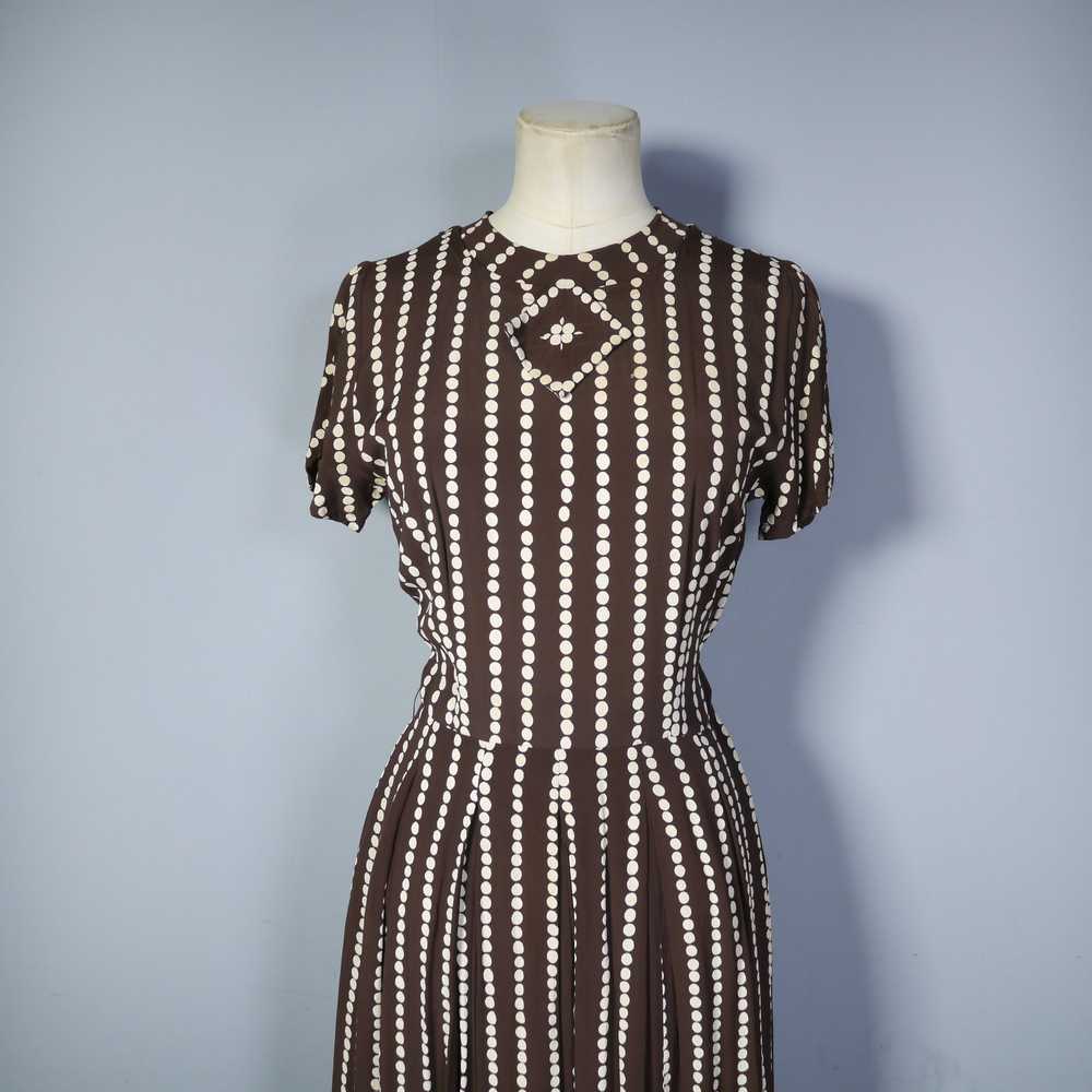 40s BROWN AND CREAM POLKA DOT CREPE DRESS - XS - image 7