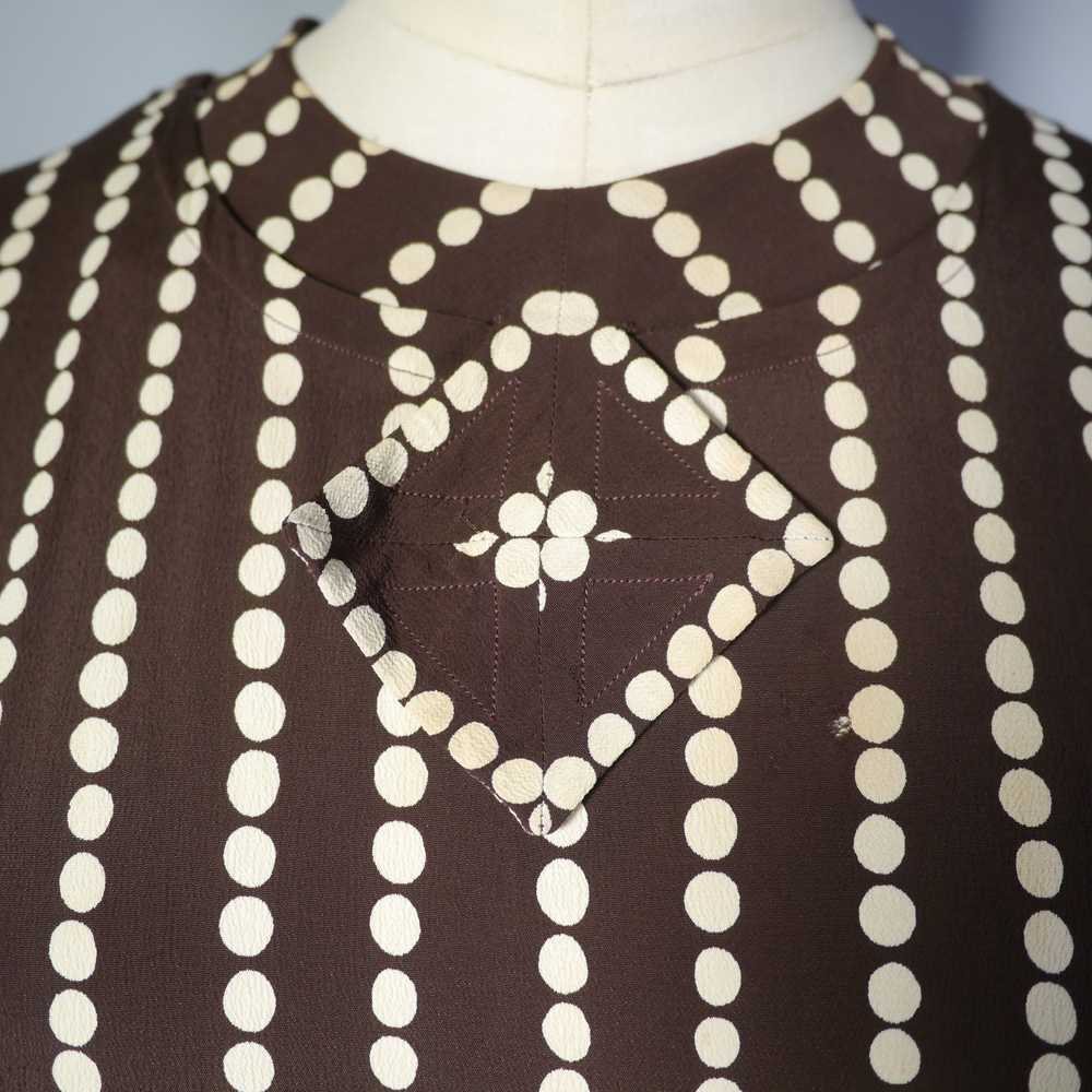 40s BROWN AND CREAM POLKA DOT CREPE DRESS - XS - image 8