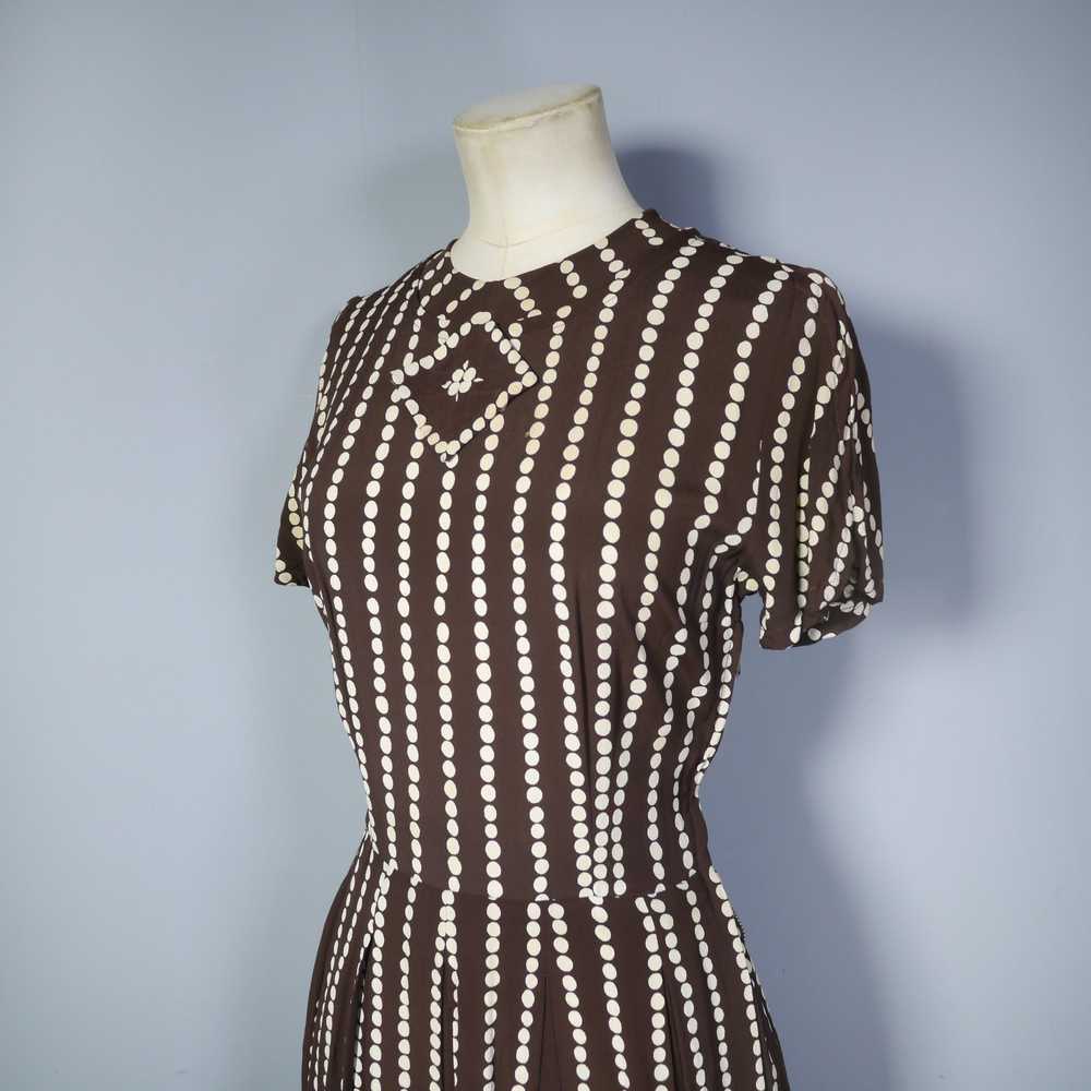 40s BROWN AND CREAM POLKA DOT CREPE DRESS - XS - image 9