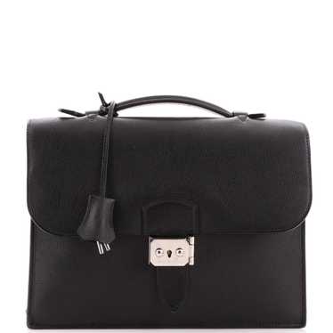 HERMES Briefcase Sac Adepeche Taurillon Clemence Black ○ZCarved seal m –