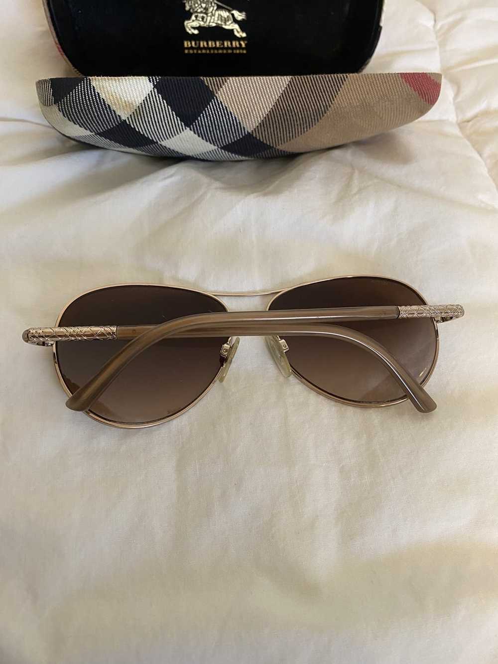 Burberry Gold Toned Aviator Sunglasses with Case - image 4