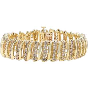 Yellow Gold Diamond Link Bracelet 7 1/4" - 10k Ro… - image 1