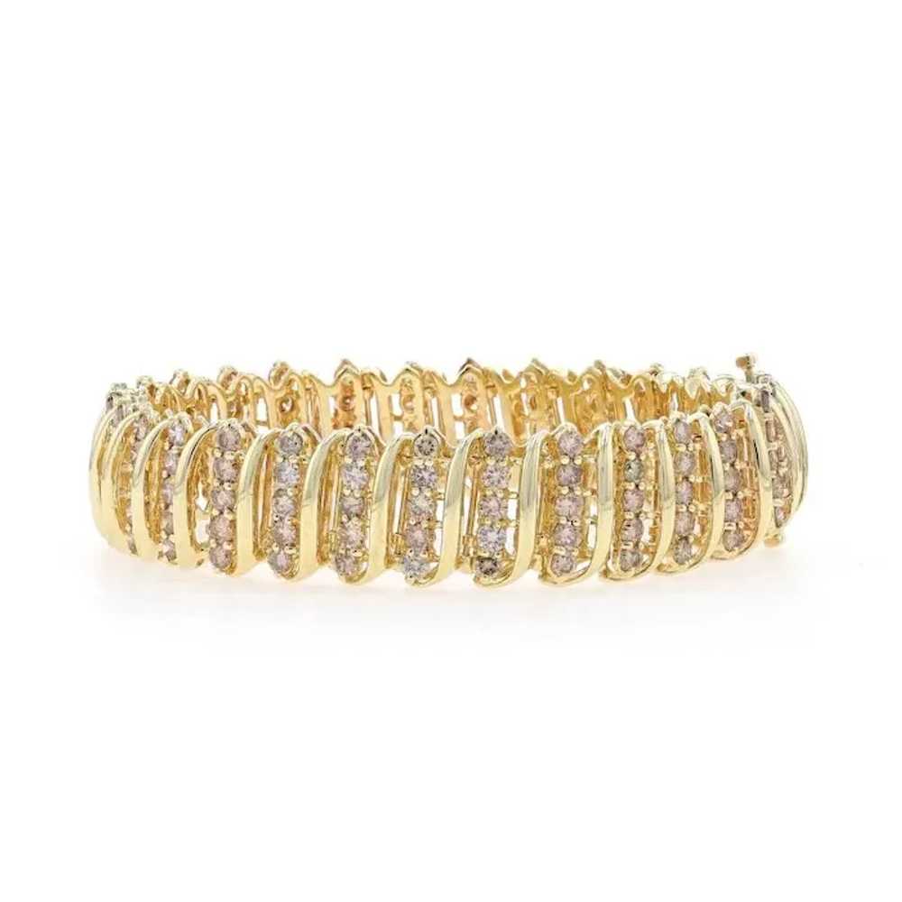 Yellow Gold Diamond Link Bracelet 7 1/4" - 10k Ro… - image 3