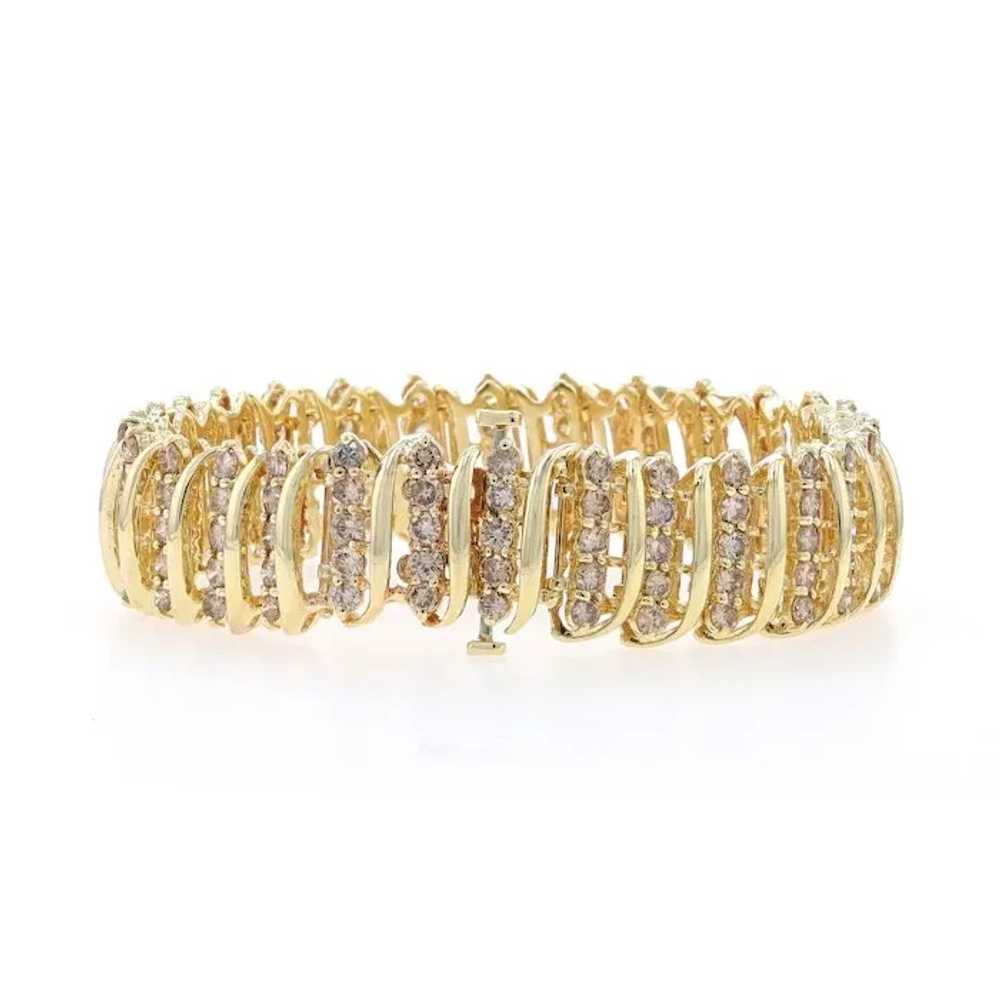 Yellow Gold Diamond Link Bracelet 7 1/4" - 10k Ro… - image 4