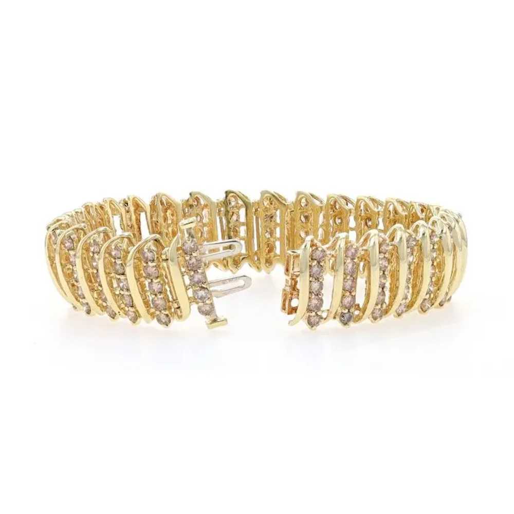 Yellow Gold Diamond Link Bracelet 7 1/4" - 10k Ro… - image 5