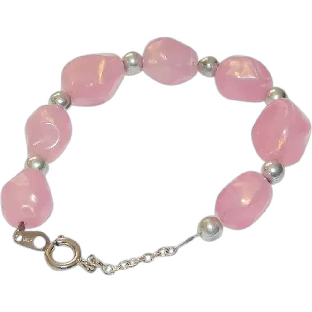 Vintage 18k G.P. Pink Lucite Free Form Beaded Bra… - image 1