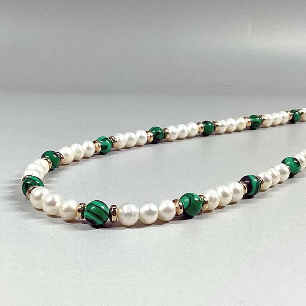 Real pearl necklace mens women Two color gemstone… - image 2