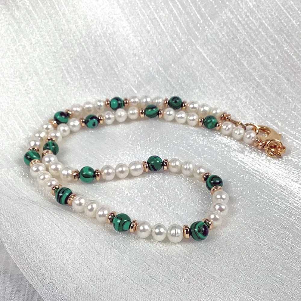 Real pearl necklace mens women Two color gemstone… - image 6