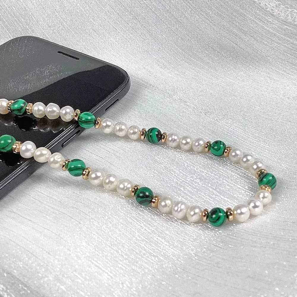 Real pearl necklace mens women Two color gemstone… - image 7