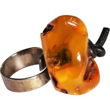 20g. Genuine Baltic Amber Ring, Oversized Ring, C… - image 1