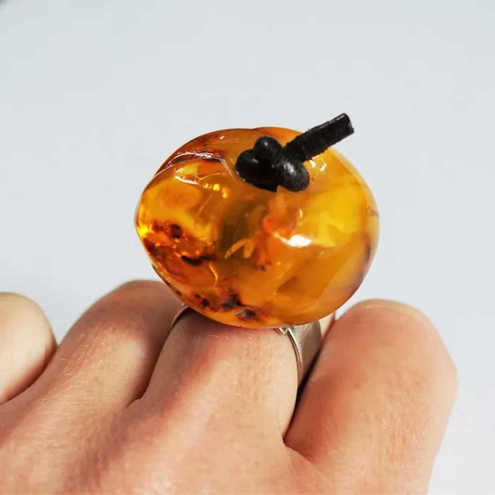20g. Genuine Baltic Amber Ring, Oversized Ring, C… - image 2