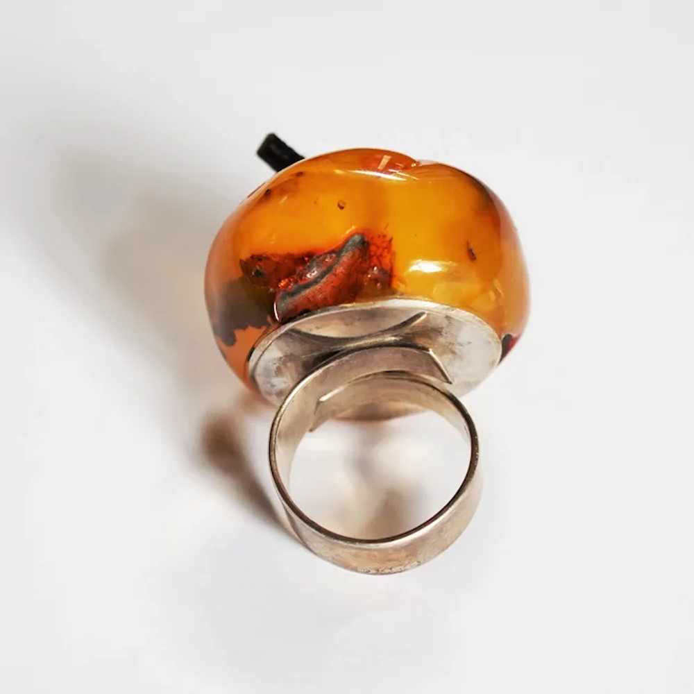 20g. Genuine Baltic Amber Ring, Oversized Ring, C… - image 3