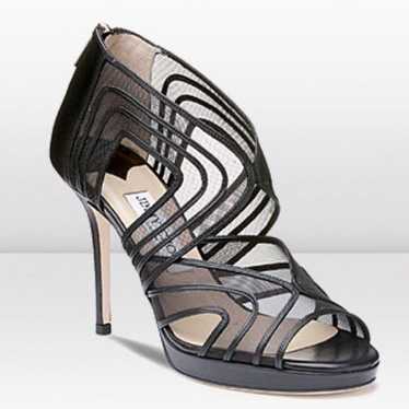 Jimmy Choo Jimmy Choo Miles Black Mesh Strappy Pe… - image 1