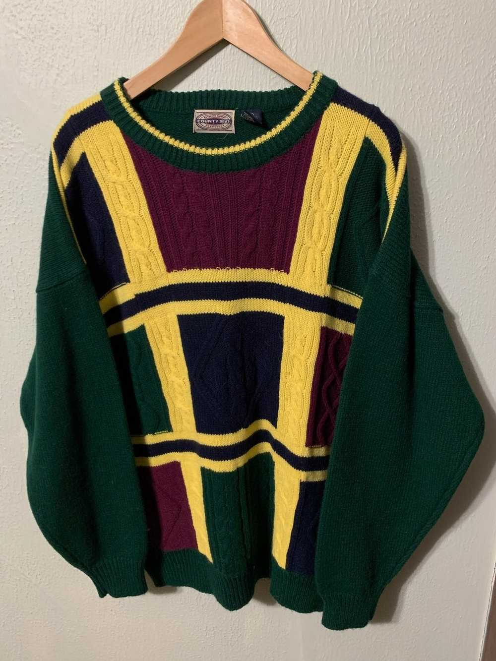 Coloured Cable Knit Sweater × Vintage Vintage Col… - image 1
