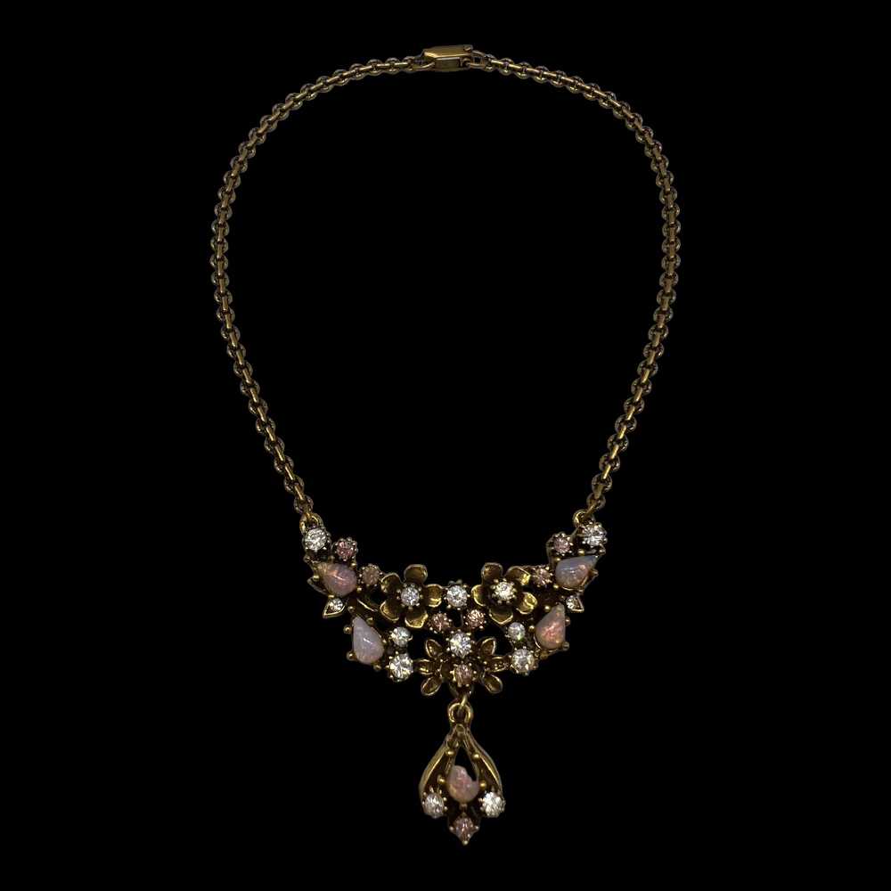 1950s Faux Fire Opal Collar Necklace Goldette Sty… - image 2