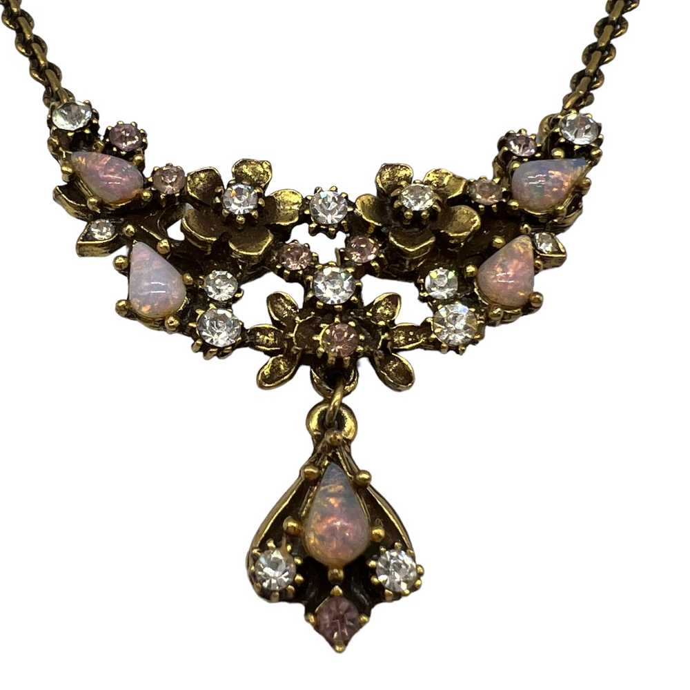 1950s Faux Fire Opal Collar Necklace Goldette Sty… - image 3
