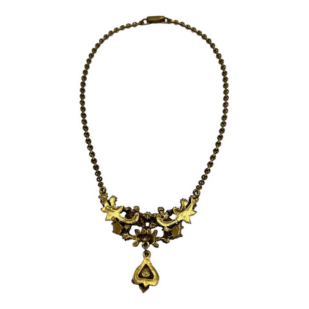 1950s Faux Fire Opal Collar Necklace Goldette Sty… - image 4