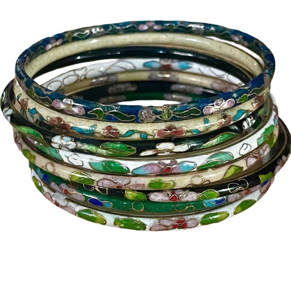 Vintage 8 Vintage cloisonné bangle bracelets - image 3