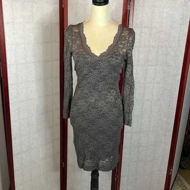 H&M H&M Gray Lace Bodycon Dress with Long Sleeves 