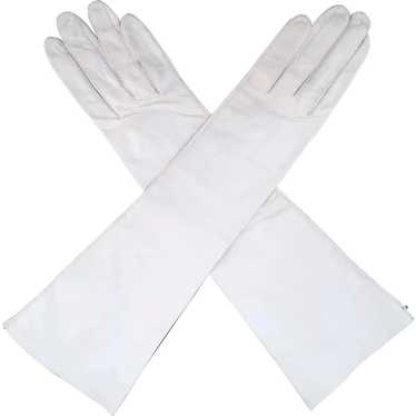Kid Leather Gloves - Bone Color Vintage Gloves - … - image 1