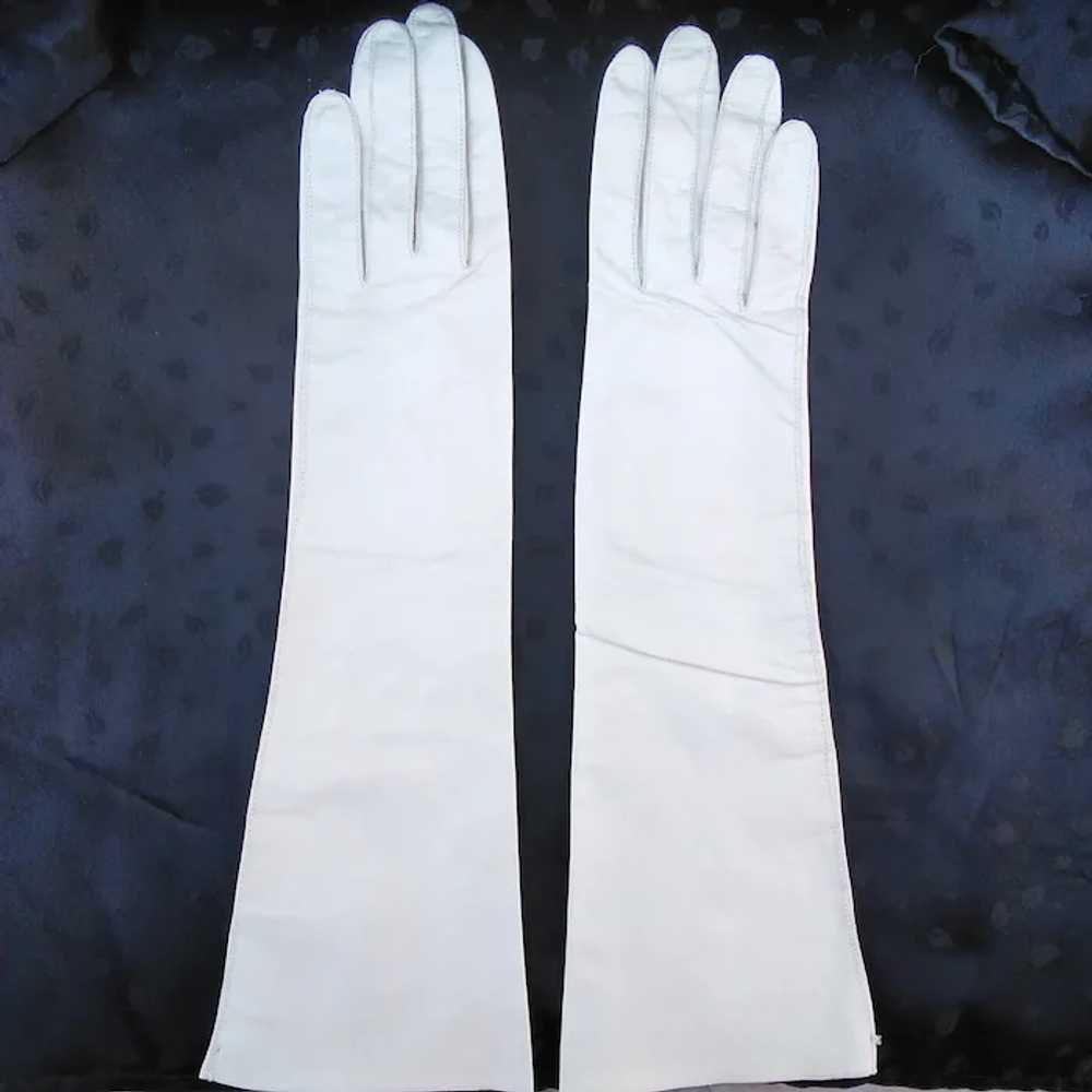 Kid Leather Gloves - Bone Color Vintage Gloves - … - image 2