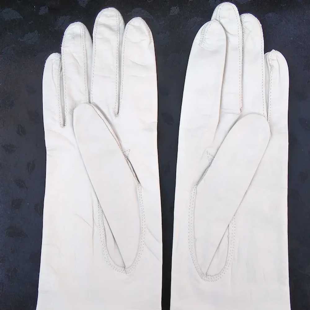 Kid Leather Gloves - Bone Color Vintage Gloves - … - image 5