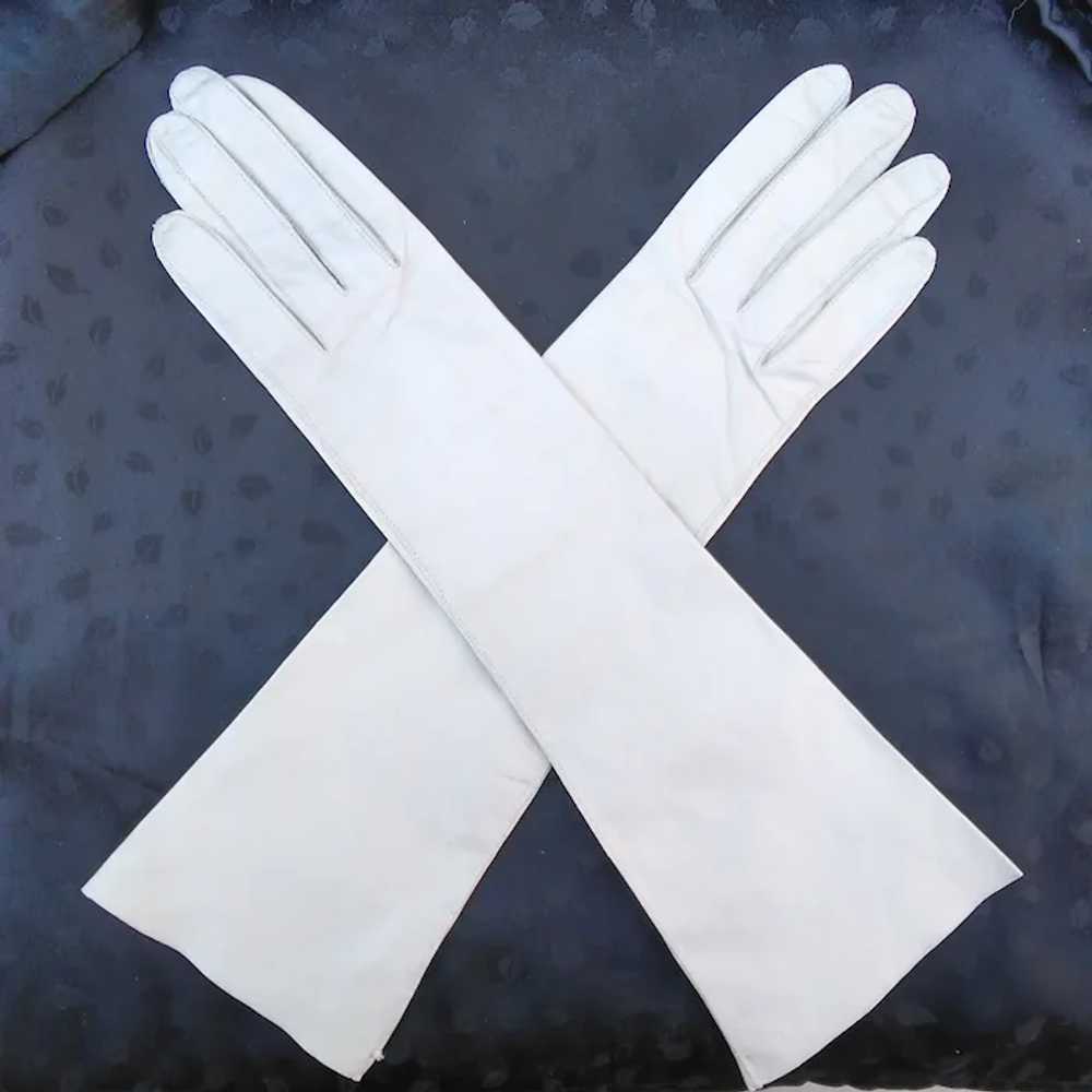 Kid Leather Gloves - Bone Color Vintage Gloves - … - image 8