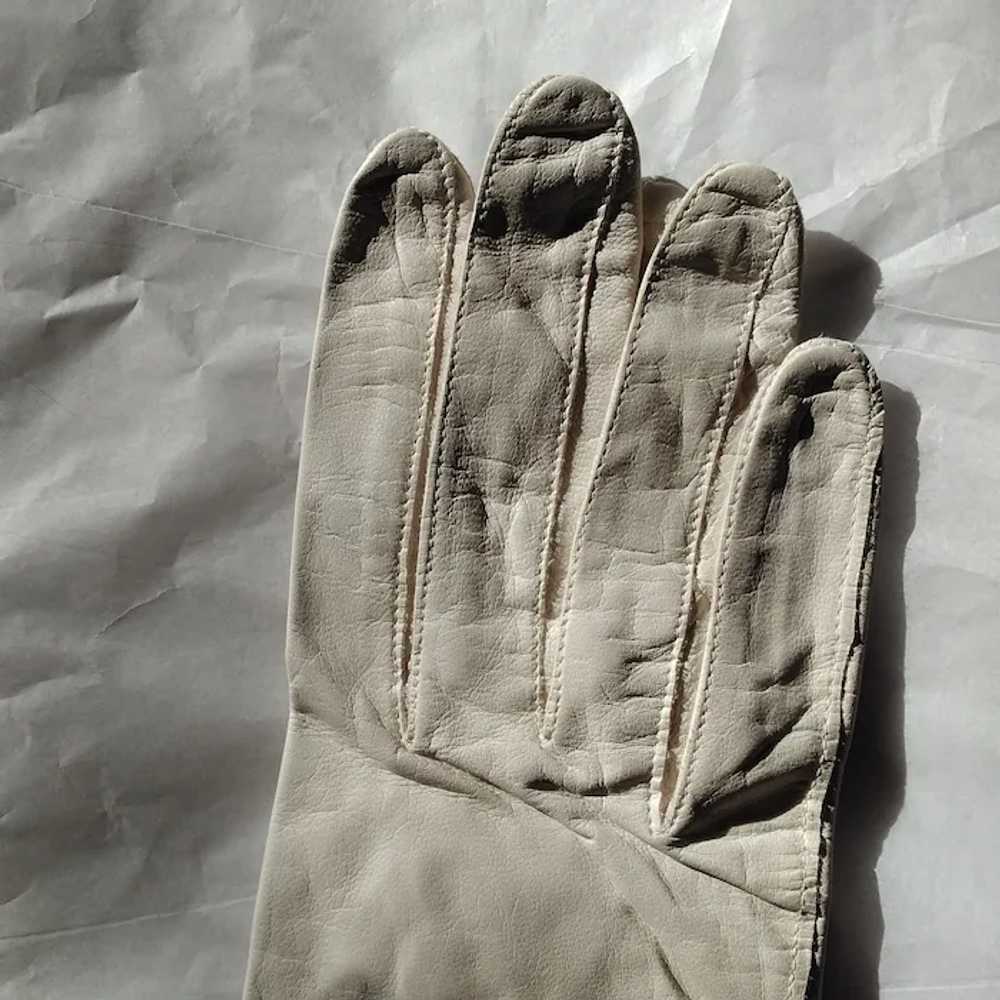 Kid Leather Gloves - Bone Color Vintage Gloves - … - image 9